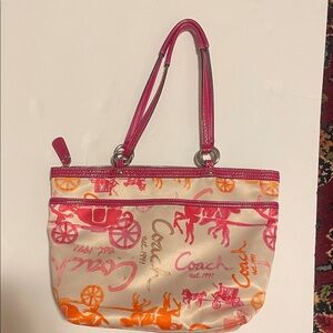 Coach Pink and Orange Graphic Shoulder Bag